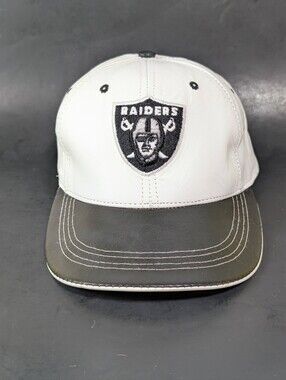 Vintage Los Angeles Raiders White Leather Hat 90s Stitch Logo Great Condition